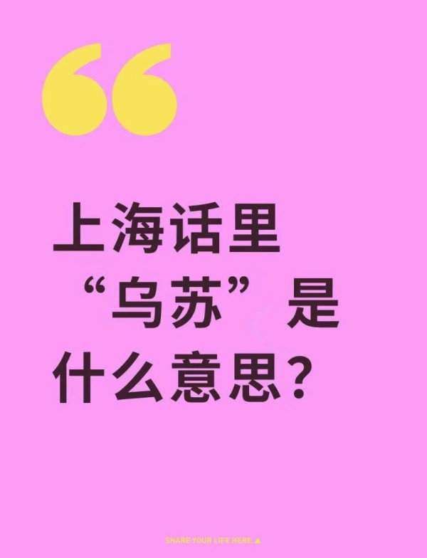 桥宜速配 上海人说的“乌苏”是什么意思？